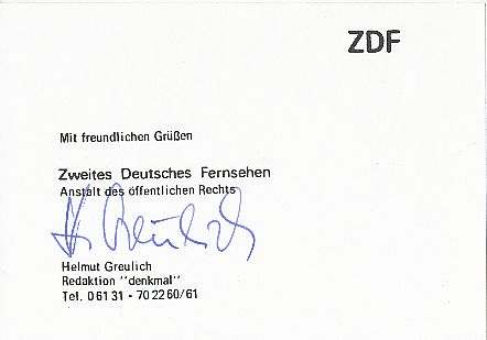 Helmut Greulich  ZDF  TV  Autogramm Karte original signiert 