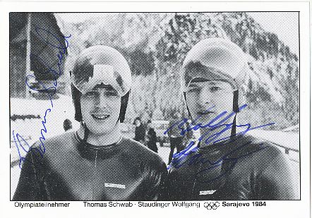 Thomas Schwab & Wolfgang Staudinger   Rodeln  Autogrammkarte original signiert 