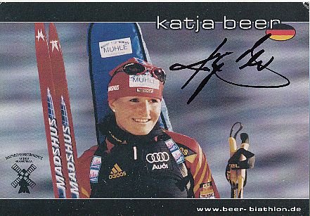 Katja Beer   Biathlon  Autogrammkarte original signiert 