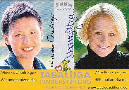 Simone Denkinger & Martina Glagow  Biathlon  Autogrammkarte original signiert 