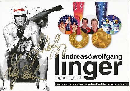 Andreas & Wolfgang Linger  Rodeln  Autogrammkarte original signiert 