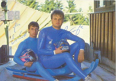Stefan Krauße & Jan Behrendt  DDR  Rodeln  Autogrammkarte original signiert 