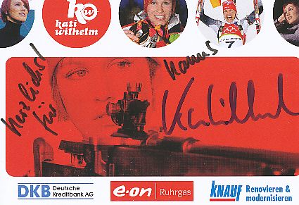 Kati Wilhelm  Biathlon  Autogrammkarte original signiert 