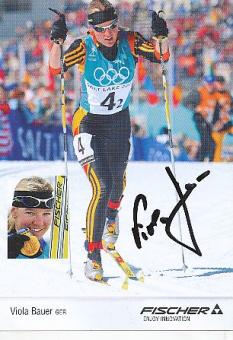 Viola Bauer  Ski Langlauf  Autogrammkarte original signiert 