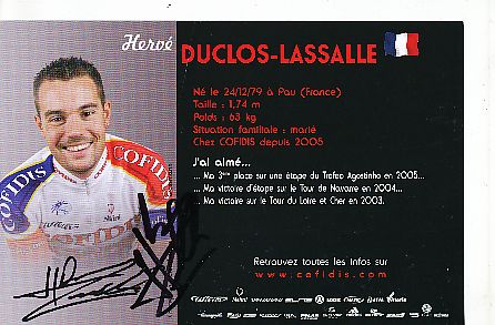 Herve Duclos Lassalle  Team Cofidis Radsport  Autogrammkarte original signiert 