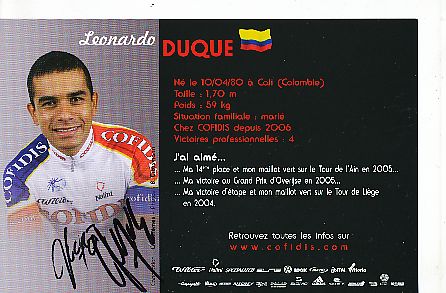 Leonardo Duque  Team Cofidis Radsport  Autogrammkarte original signiert 