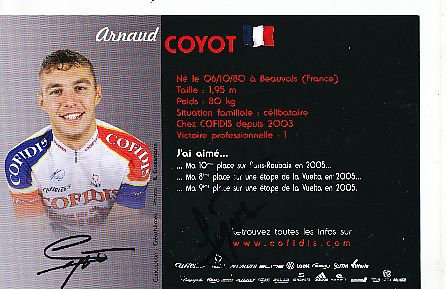 Arnaud Coyot  Team Cofidis Radsport  Autogrammkarte original signiert 