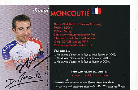 David Moncoutie  Team Cofidis Radsport  Autogrammkarte original signiert 
