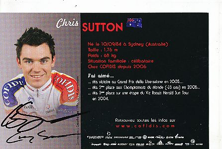 Chris Sutton  Team Cofidis Radsport  Autogrammkarte original signiert 