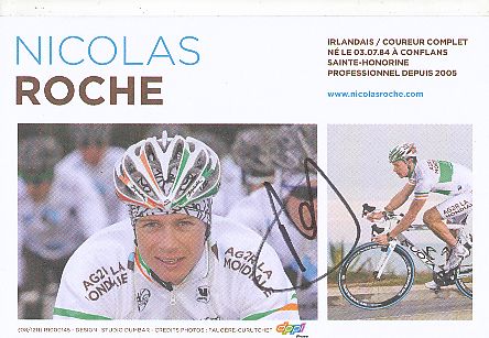 Nicolas Roche  Team Illes Baleares  Radsport  Autogrammkarte original signiert 