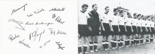 DFB Weltmeister WM 1954  Fußball Mannschaftskarte Druck signiert 