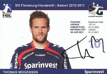 Thomas Mogensen  2010/2011  SG Flensburg Handewitt  Handball Autogrammkarte original signiert 