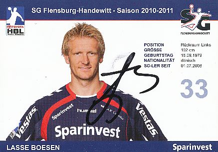 Lasse Boesen  2010/2011  SG Flensburg Handewitt  Handball Autogrammkarte original signiert 