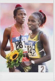 Vivian Cheruiyot & Prisca Sherono  Leichtathletik Autogramm Foto original signiert 