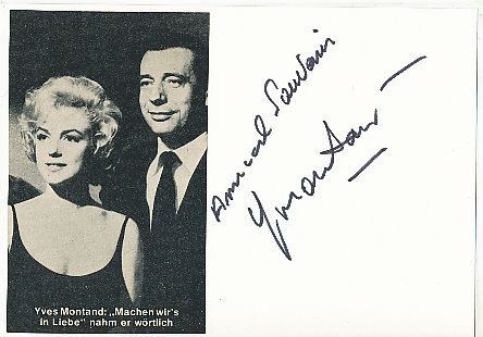 Yves Montand † 1991  Film & TV Autogramm Karte original signiert 
