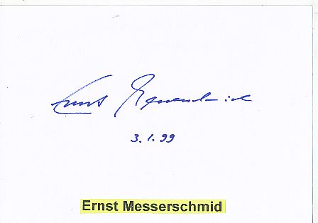 Ernst Messerschmid  Astronaut Raumfahrt Autogramm Karte original signiert 