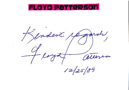 Floyd Patterson † 2006 USA Weltmeister  Boxen  Autogramm Karte original signiert 