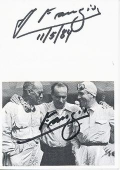 2  x  Juan Manuel Fangio † 1995 Argentinien  Weltmeister Formel 1 Auto Motorsport  Autogramm Karte original signiert 