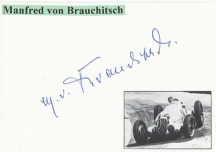 Manfred Brauchitsch † 2003  Formel 1 Auto Motorsport  Autogramm Karte original signiert 