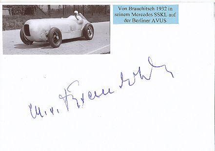 Manfred Brauchitsch † 2003  Formel 1 Auto Motorsport  Autogramm Karte original signiert 