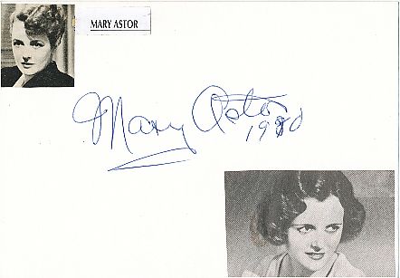 Mary Astor † 1987  Film & TV Autogramm Karte original signiert 