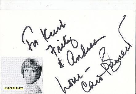 Carol Burnett  Film & TV Autogramm Karte original signiert 