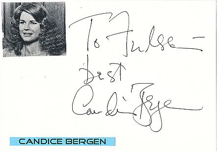 Candice Bergen  Film & TV Autogramm Karte original signiert 
