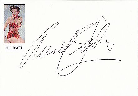 Anne Baxter † 1985  Film & TV Autogramm Karte original signiert 