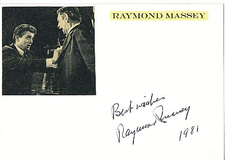 Raymond Massey † 1983  Film & TV Autogramm Karte original signiert 