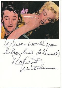 Robert Mitchum † 1997  Film & TV Autogramm Karte original signiert 