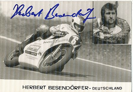 Herbert Besendörfer † 1986  Motorrad Sport Autogrammkarte  original signiert 