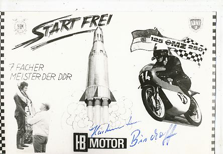 Hartmut Bischoff † DDR 7 x Meister  Motorrad Sport Autogrammkarte  original signiert 