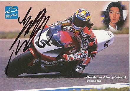 Norick Abe † 2007  Japan  Motorrad Sport Autogrammkarte  original signiert 