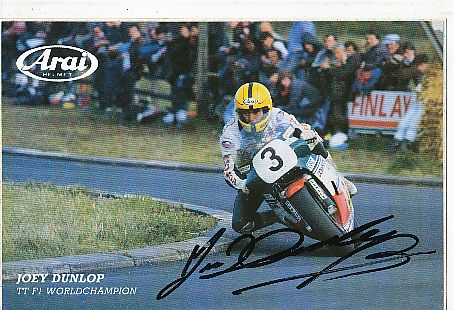 Joey Dunlop † 2000  Motorrad Sport Autogrammkarte  original signiert 
