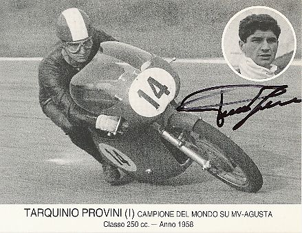 Tarquinio Provini † 2005  Italien 2 x Weltmeister  Motorrad Sport Autogrammkarte  original signiert 