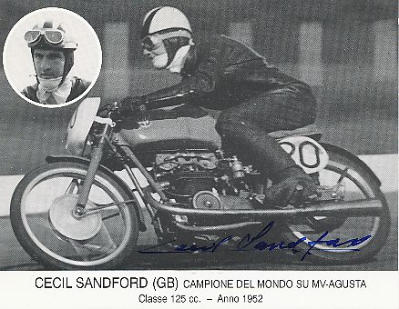 Cecil Sandford  2 x Weltmeister  Motorrad Sport Autogrammkarte  original signiert 