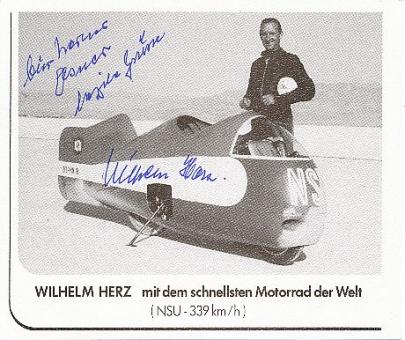 Wilhelm Herz † 1998  NSU  Motorrad Sport Autogrammkarte  original signiert 