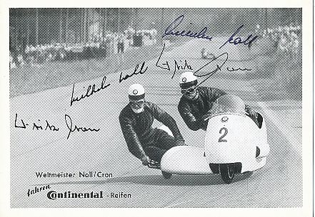 Wilhelm Noll † 2017 & Fritz Cron † 2017 Motorrad Seitenwagen Gespanne Autogrammkarte  original signiert 