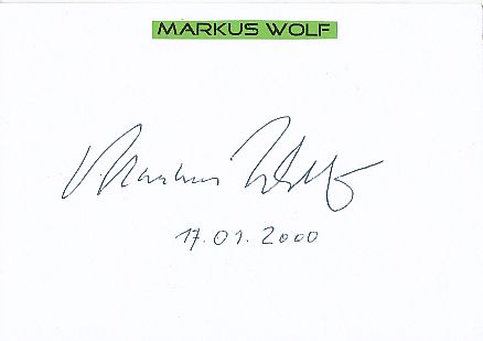 Markus Wolf † 2006 DDR SED  Politik Karte  original signiert 