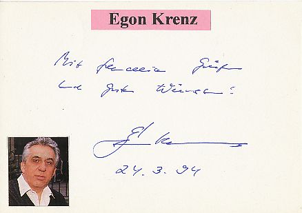 Egon Krenz  DDR SED  Politik Karte  original signiert 