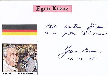 Egon Krenz  DDR SED  Politik Karte  original signiert 