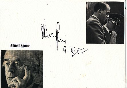 Albert Speer † 1981 Rüstungsminister Architekt  Militär Autogramm Karte  original signiert 