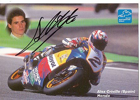 Alex Criville  Spanien  2 x  Weltmeister  Motorrad Sport Autogrammkarte  original signiert 