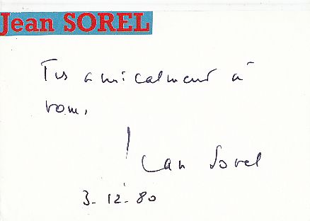 Jean Sorel  Film & TV Autogramm Karte original signiert 