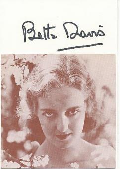 Bette Davis † 1989  Film & TV Autogramm Karte original signiert 