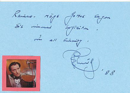 Peter Cushing † 1994  Film & TV Autogramm Karte original signiert 