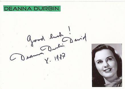 Deanna Durbin † 2013  Film & TV Autogramm Karte original signiert 