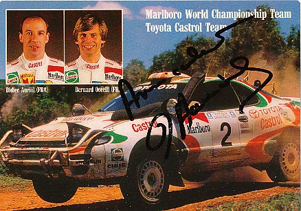 Didier Auriol  Frankreich Weltmeister 1994  Rallye  Auto Motorsport  Autogrammkarte Aufkleber original signiert 