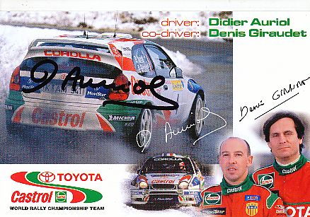 Didier Auriol  Frankreich Weltmeister 1994  Rallye  Auto Motorsport  Autogrammkarte original signiert 