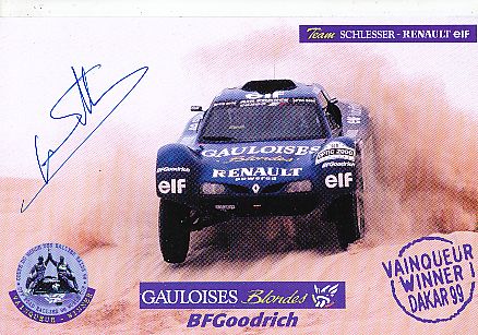 Jean Louis Schlesser  Frankreich  Dakar  Rallye  Auto Motorsport  Autogrammkarte original signiert 